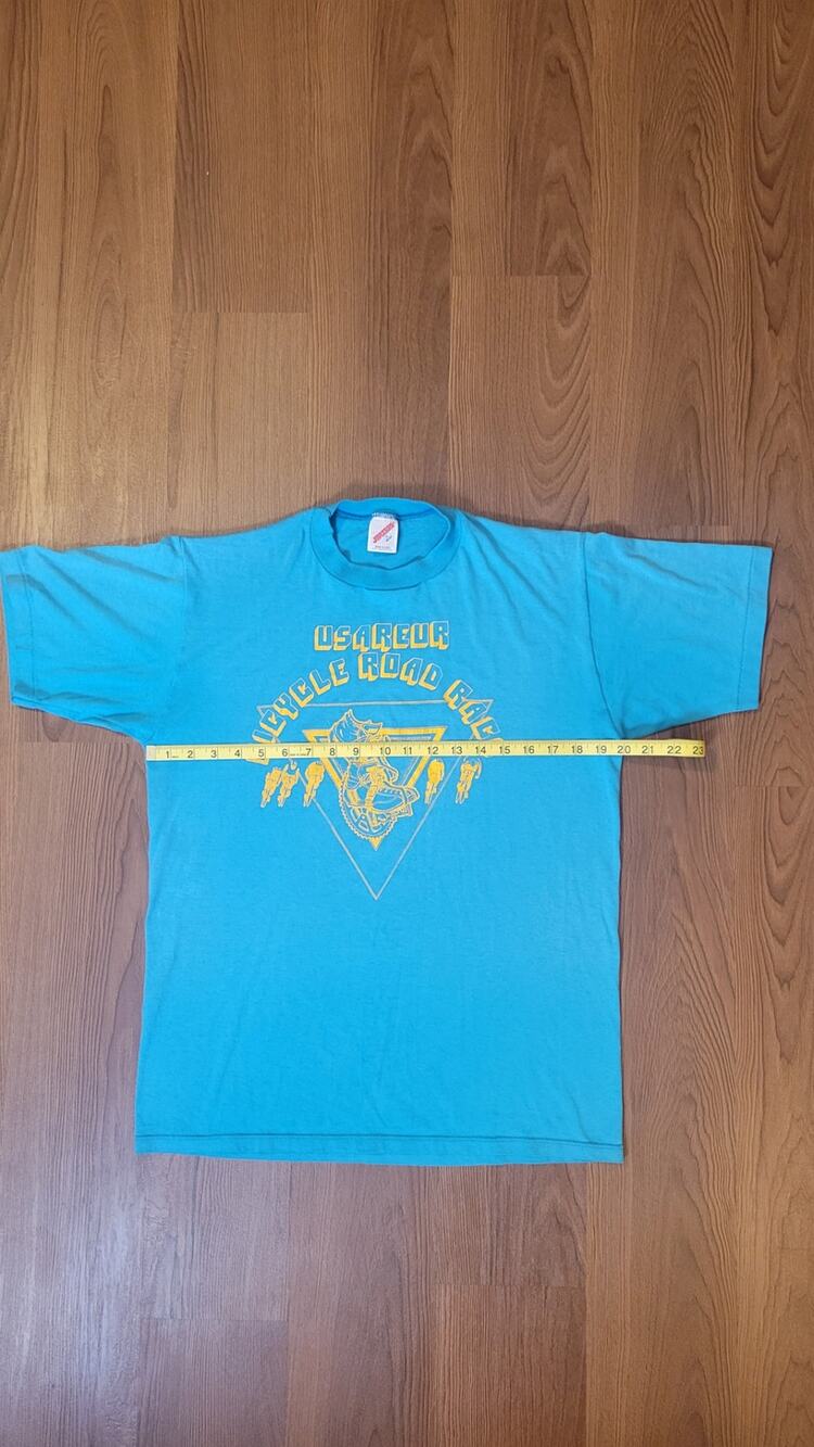 Vintage 80s USAREUR Bicycle Road Race Tee Army Europe Jerzees L Turquoise